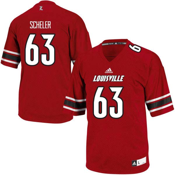 Men Louisville Cardinals #63 Nate Scheler College Football Jerseys Sale-Red